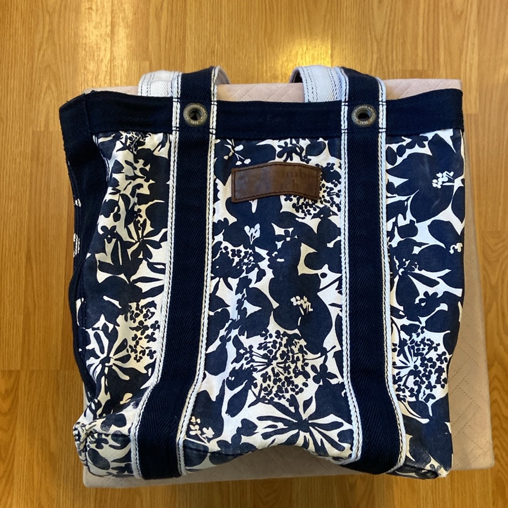 Abercrombie & Fitch blue & white super durable carry-all & shopping bag